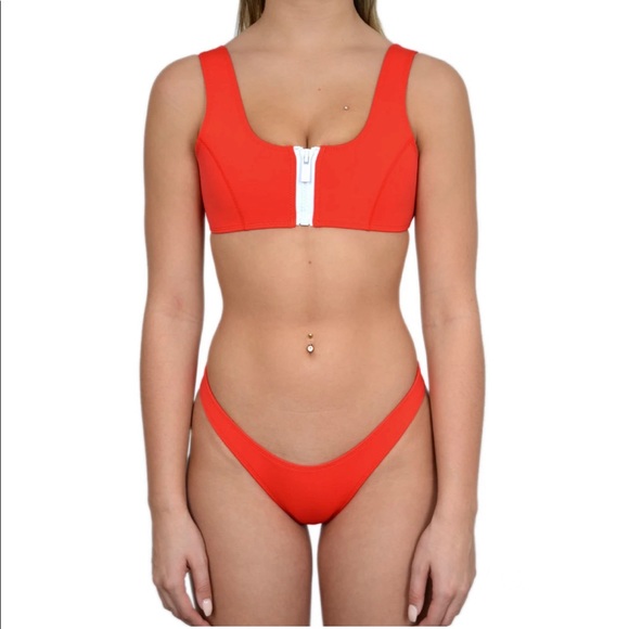 Hoaka Swimwear Zip Front Neoprene Cheeky Bikini - Picture 1 of 6